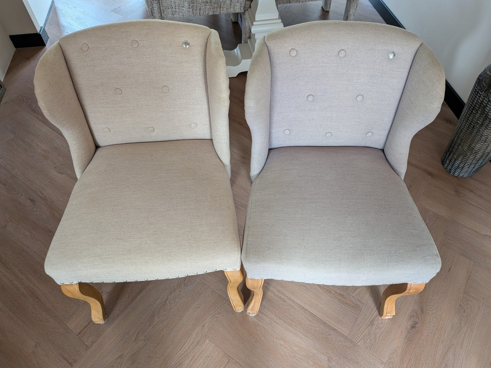 Riviera Maison fauteuils 4 stoelen, Huis en Inrichting, Ophalen, Gebruikt, Overige kleuren, Vier