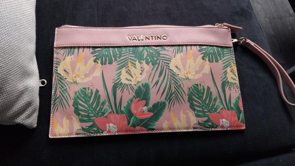 Valentino Damestas - Zomerse Clutch met Bloemenprint, Ophalen of Verzenden, Gebruikt, Roze, Avondtasje