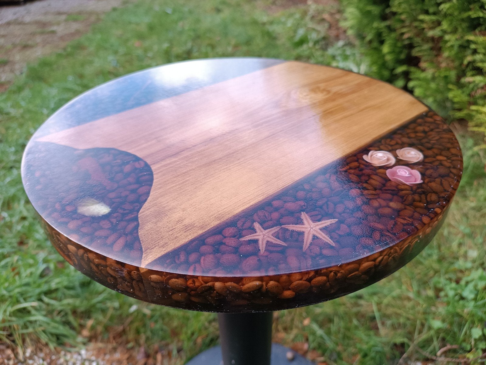 Handgemaakte epoxy bijzettafel - Koffie thema, Ophalen of Verzenden