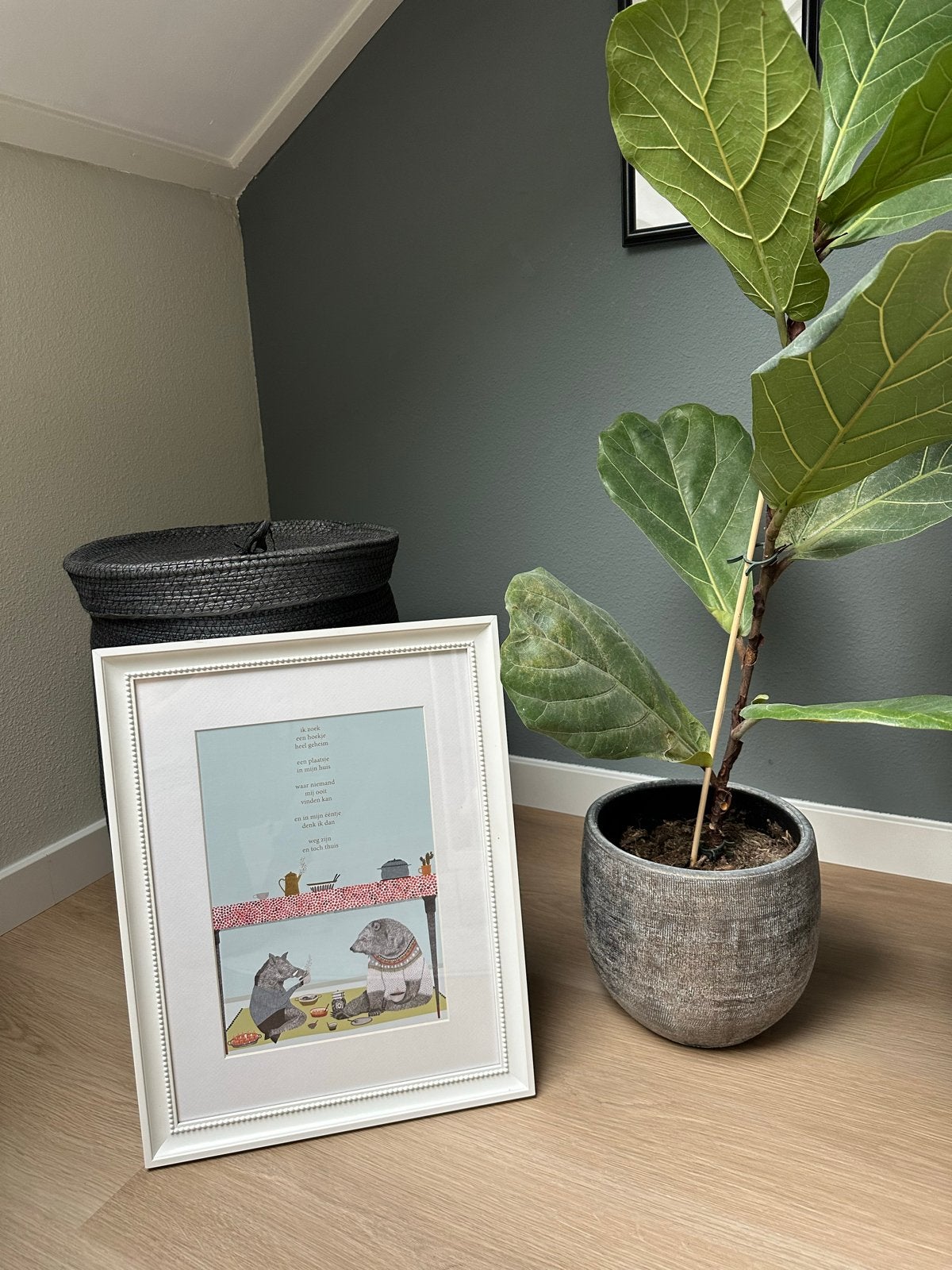 Ingelijste print met dieren en gedicht, Minder dan 50 cm, Ophalen of Verzenden, 5 – 50, Print