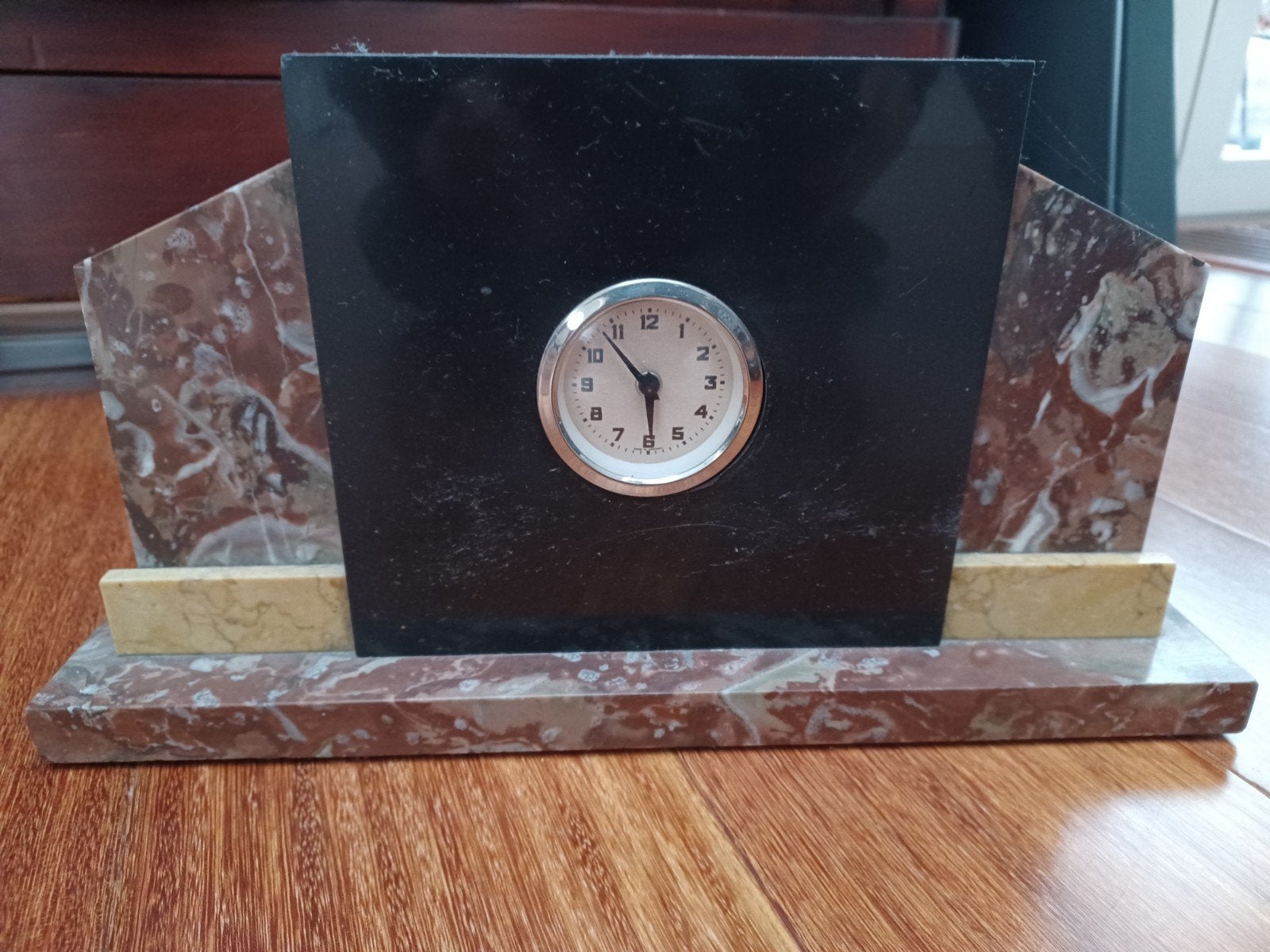 Vintage Marmeren Tafelklok - Art Deco Stijl, Ophalen of Verzenden