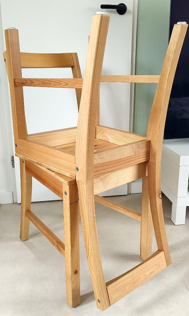 2 houten IKEA PINNTORP eetkamerstoelen, Gebruikt, Twee, Bruin, Ophalen of Verzenden