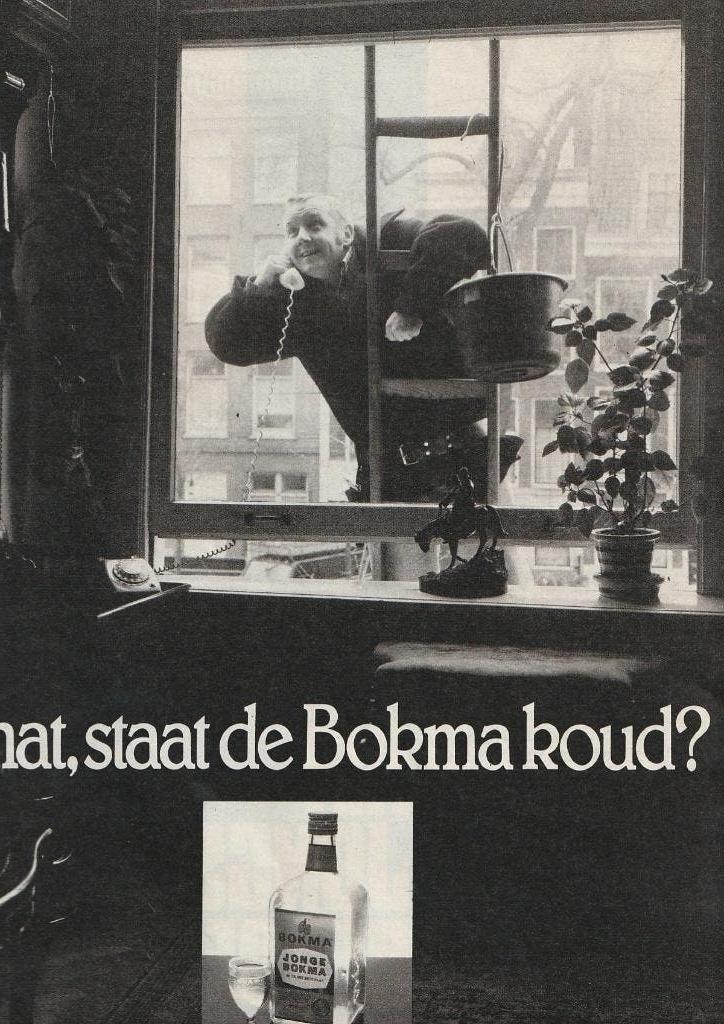 Retro reclame 1976 Bokma jenever ramenwasser ruitenwasser, Verzenden, Overige typen