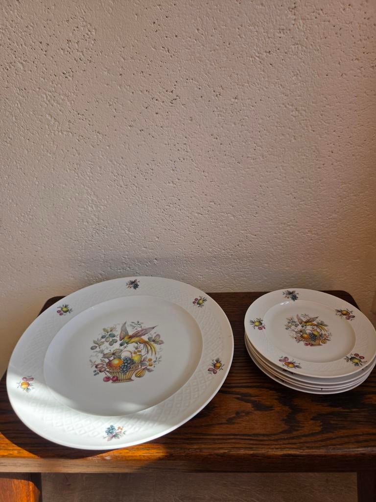 Vintage Seltmann Weiden gebak setje - Paradijsvogel, Antiek en Kunst, Ophalen of Verzenden