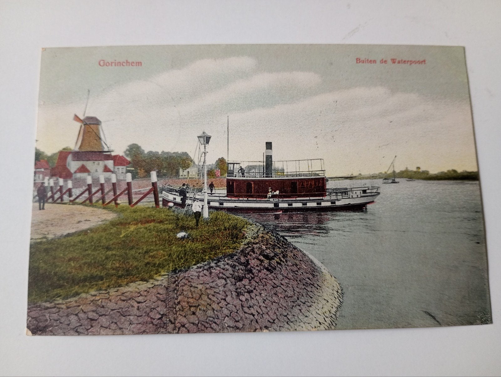 Gorinchem met Veerpont en Molen 1910, Ophalen of Verzenden, Voor 1920, Gelopen, Zuid-Holland