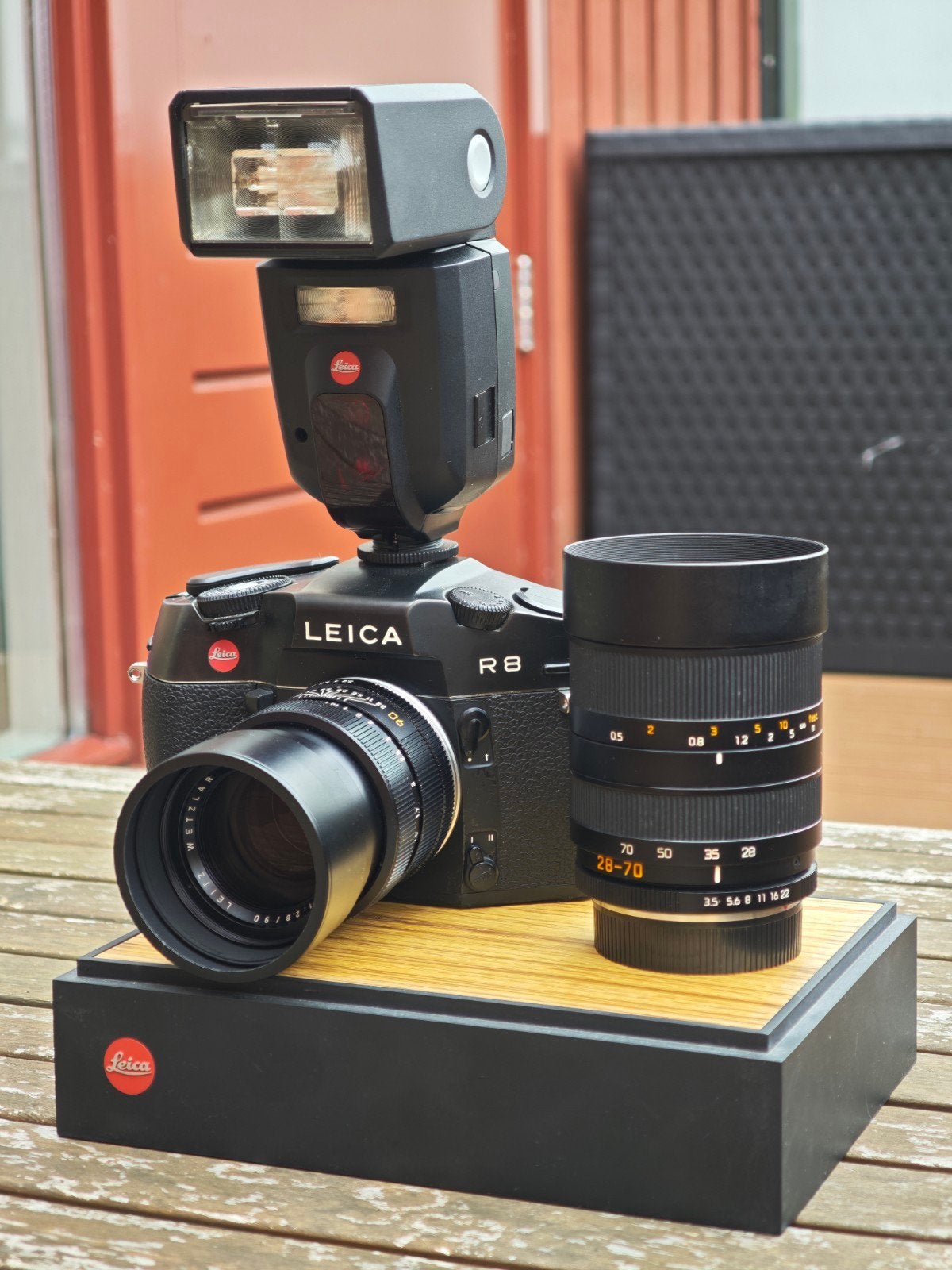 Leica R8 + Twee Lenzen en TTL Flitser, Ophalen of Verzenden, Gebruikt, Spiegelreflex, Leica