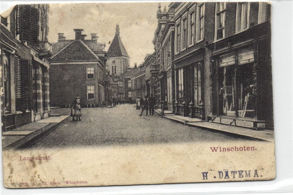 Langestraat. - Winschoten. - B-keus - gelopen, Verzamelen, Ansichtkaarten | Nederland, Ophalen of Verzenden, 1920 tot 1940, Gelopen