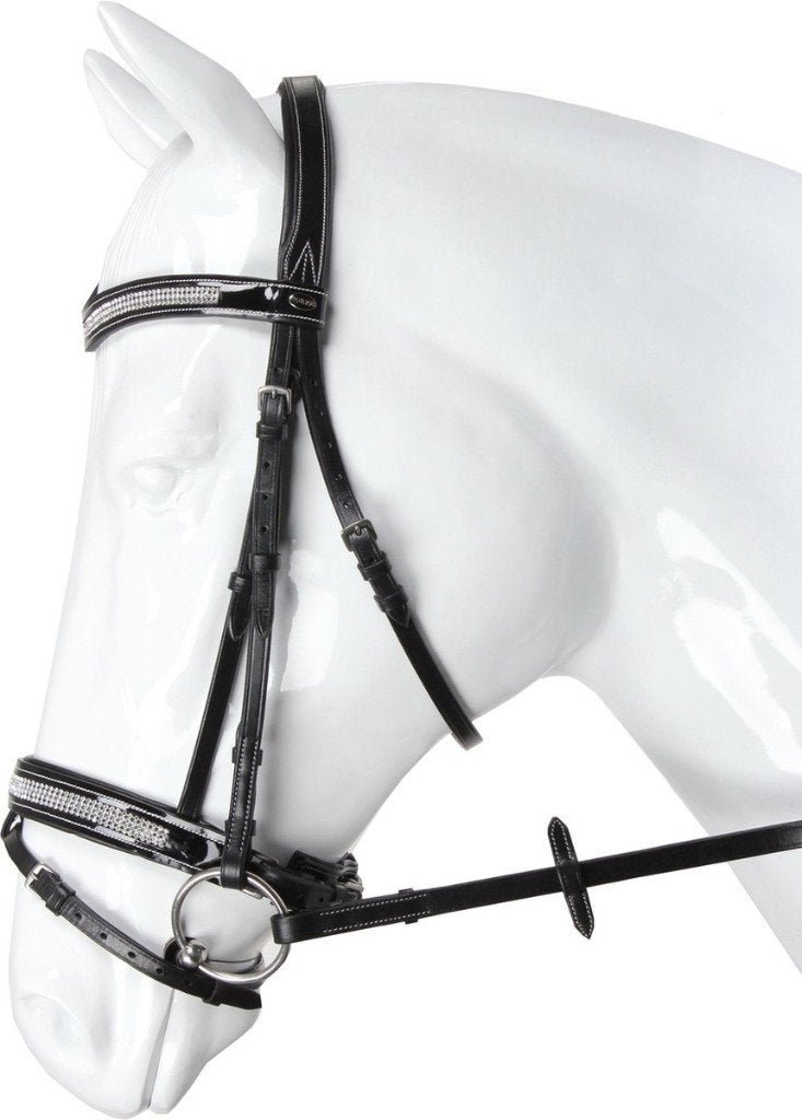 Hoofdstel Horka Evita lak en strass pony cob en full, Hoofdstel, Ophalen of Verzenden, Zwart, Cob
