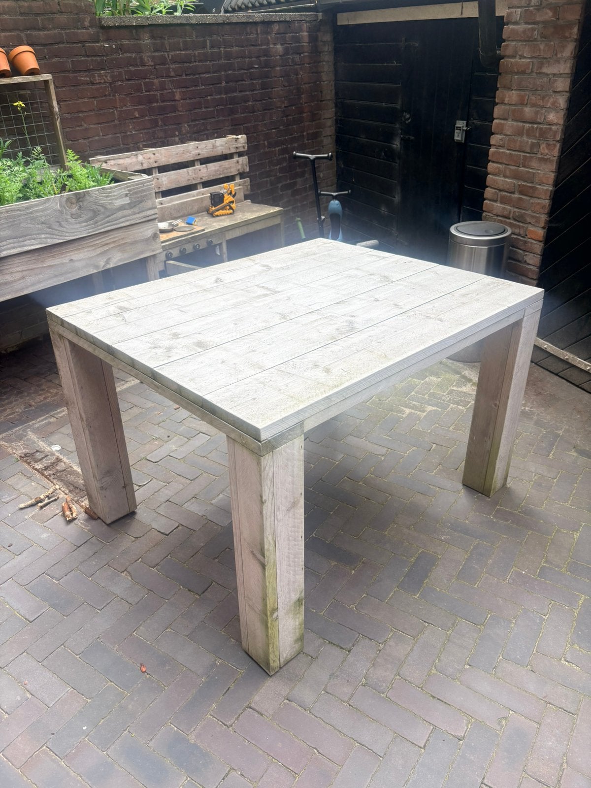 Stijgerhouten tafel, Ophalen of Verzenden, Zo goed als nieuw, Rechthoekig, Hout