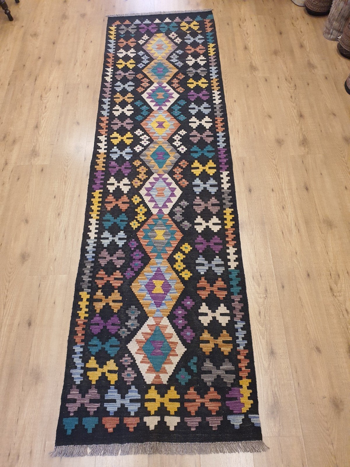 Handgeweven oosterse wollen kelim loper 287x80, Info@SlatsAntiek.nl, Vof Slats Antiek, Kelim, Rechthoekig