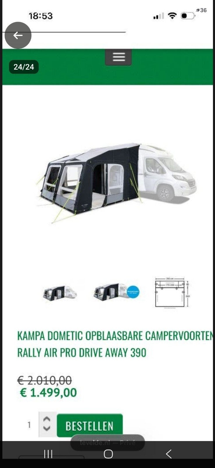 Mooie Dometic Rally air pro opblaasbare voortent, Ophalen, Zo goed als nieuw, Tot en met 2
