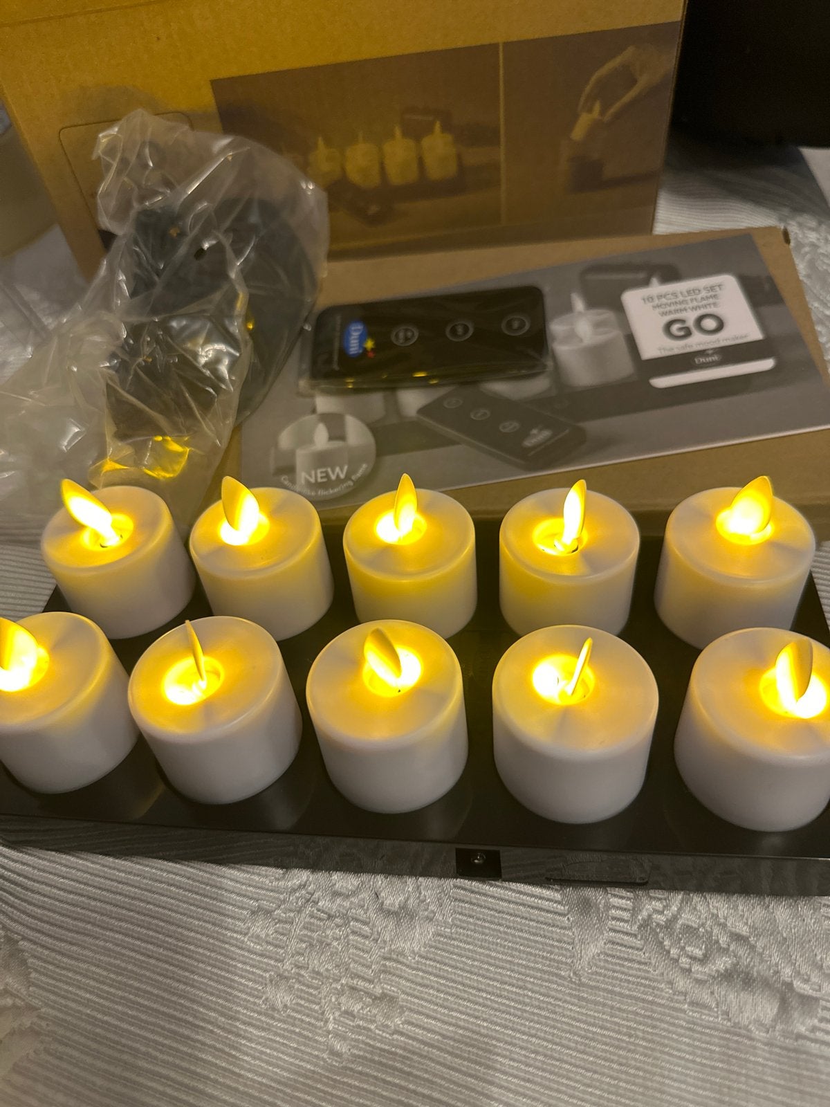 Duni LED Bewegende Vlam Kaarsen Set - 10 Stuks, Kunststof, Verzenden, Duni, Nieuw