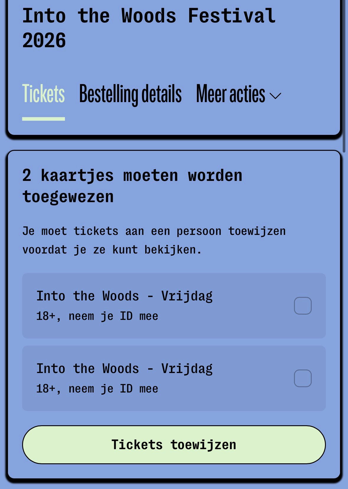 In To The Woods 18 sept, Eén persoon