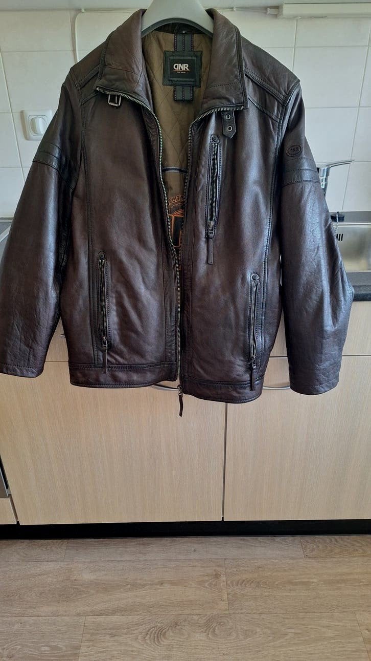 herenjas , bruin kalfsleer ,mt 50, Bruin, Maat 48/50 (M), Ophalen of Verzenden, Zo goed als nieuw