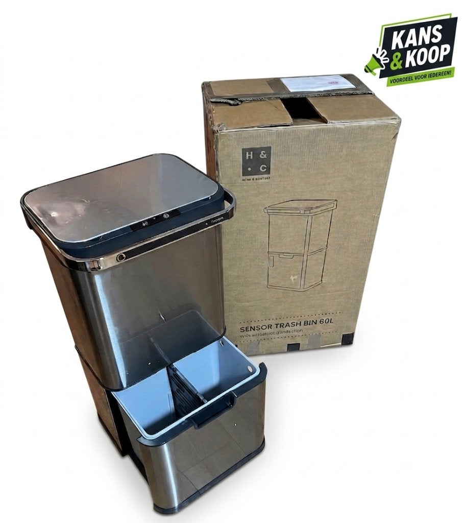 Home & Comfort RVS Sensorafvalbak 60L met UV-Desinfectie, 40 liter of meer, Ophalen of Verzenden, Zo goed als nieuw, Rvs