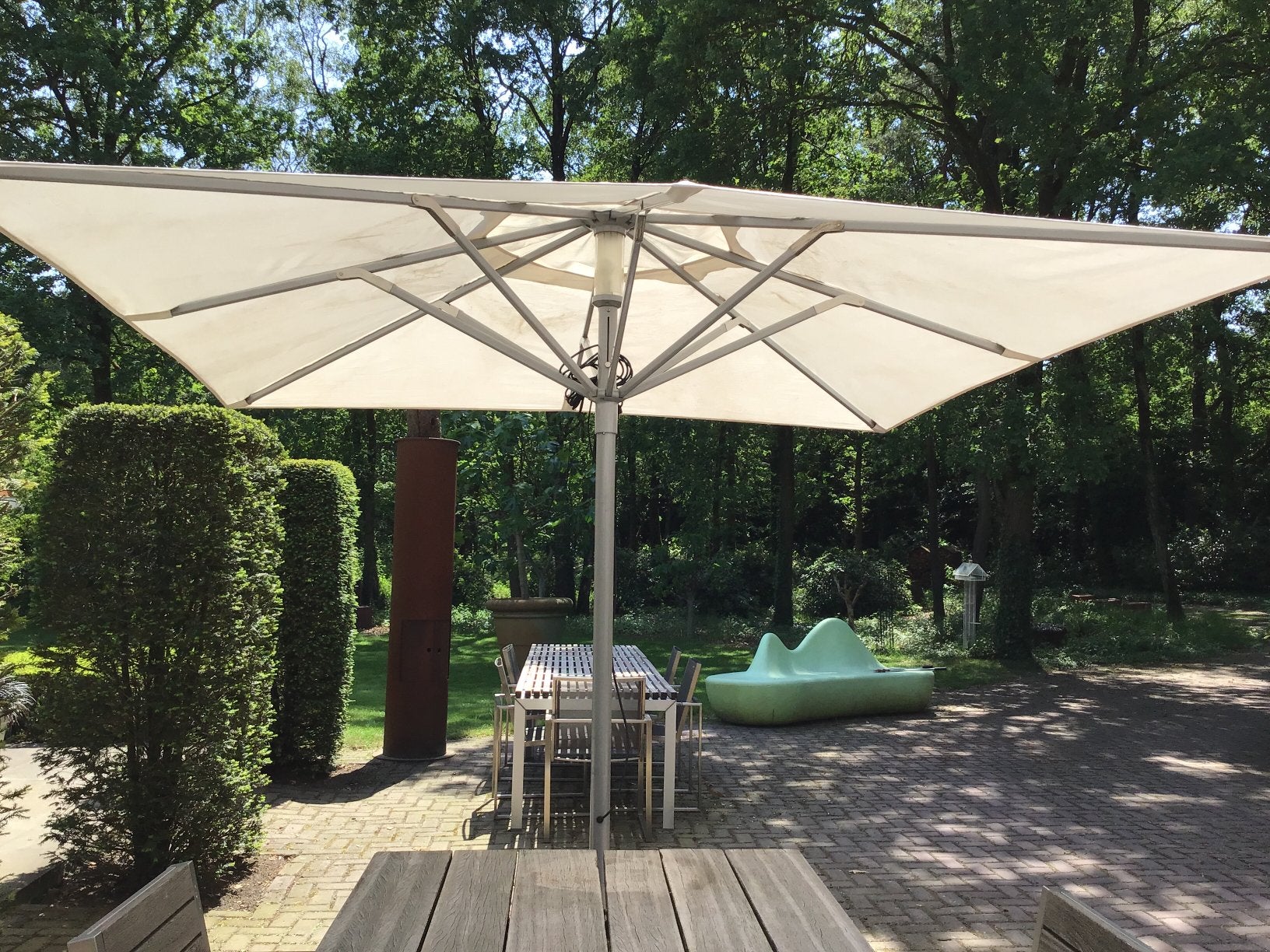 “VALEUR” LUXE PARASOL WIT 3 X 3 m zonder voet, Ophalen of Verzenden