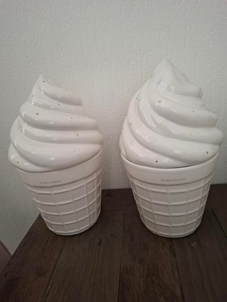 Riviera Maison 2x ice cream storage jar, Ophalen of Verzenden, Aardewerk