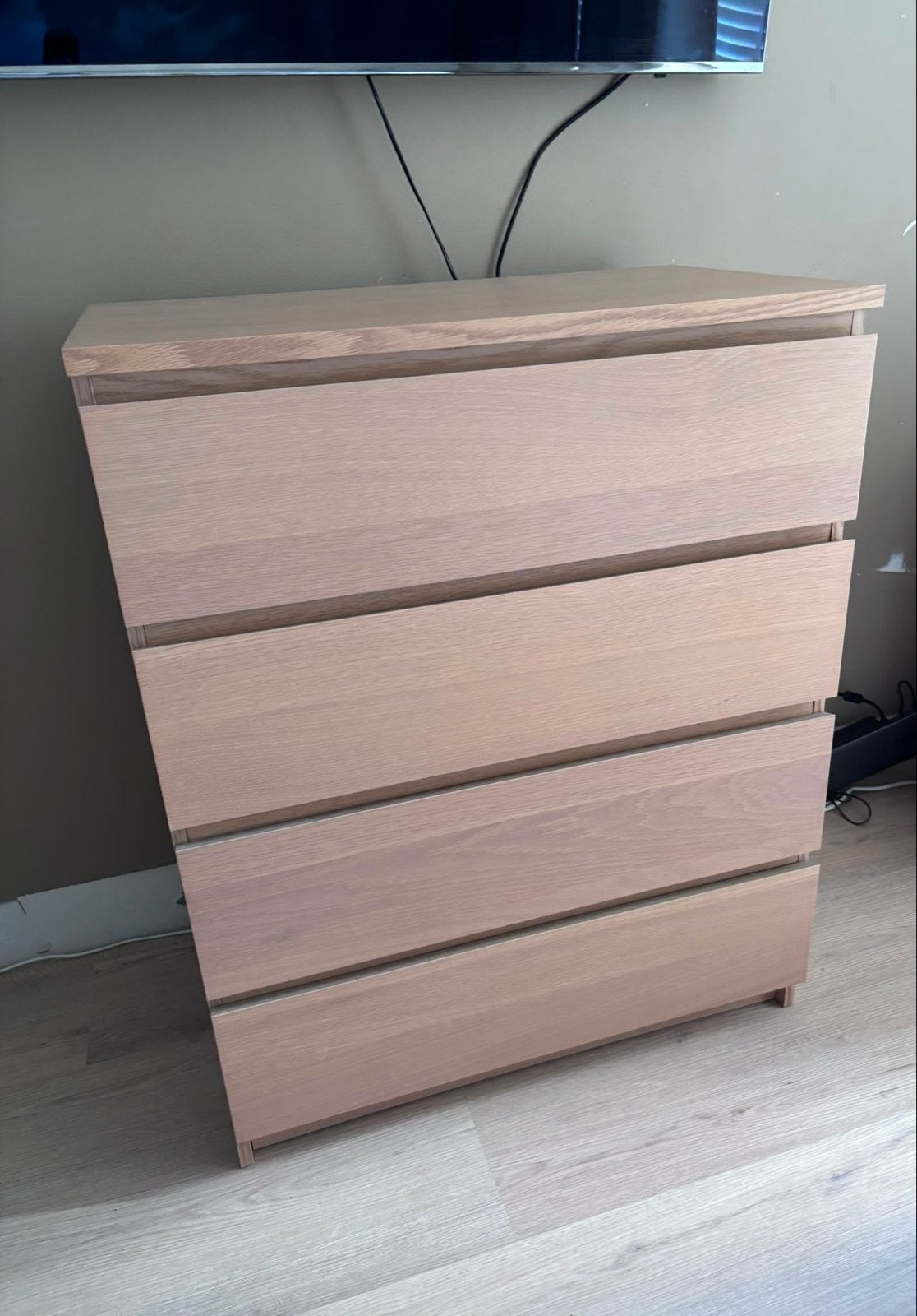 Ikea Malm ladekast met 4 lades - licht eiken, Ophalen, Gebruikt, 100 tot 150 cm, 50 tot 100 cm