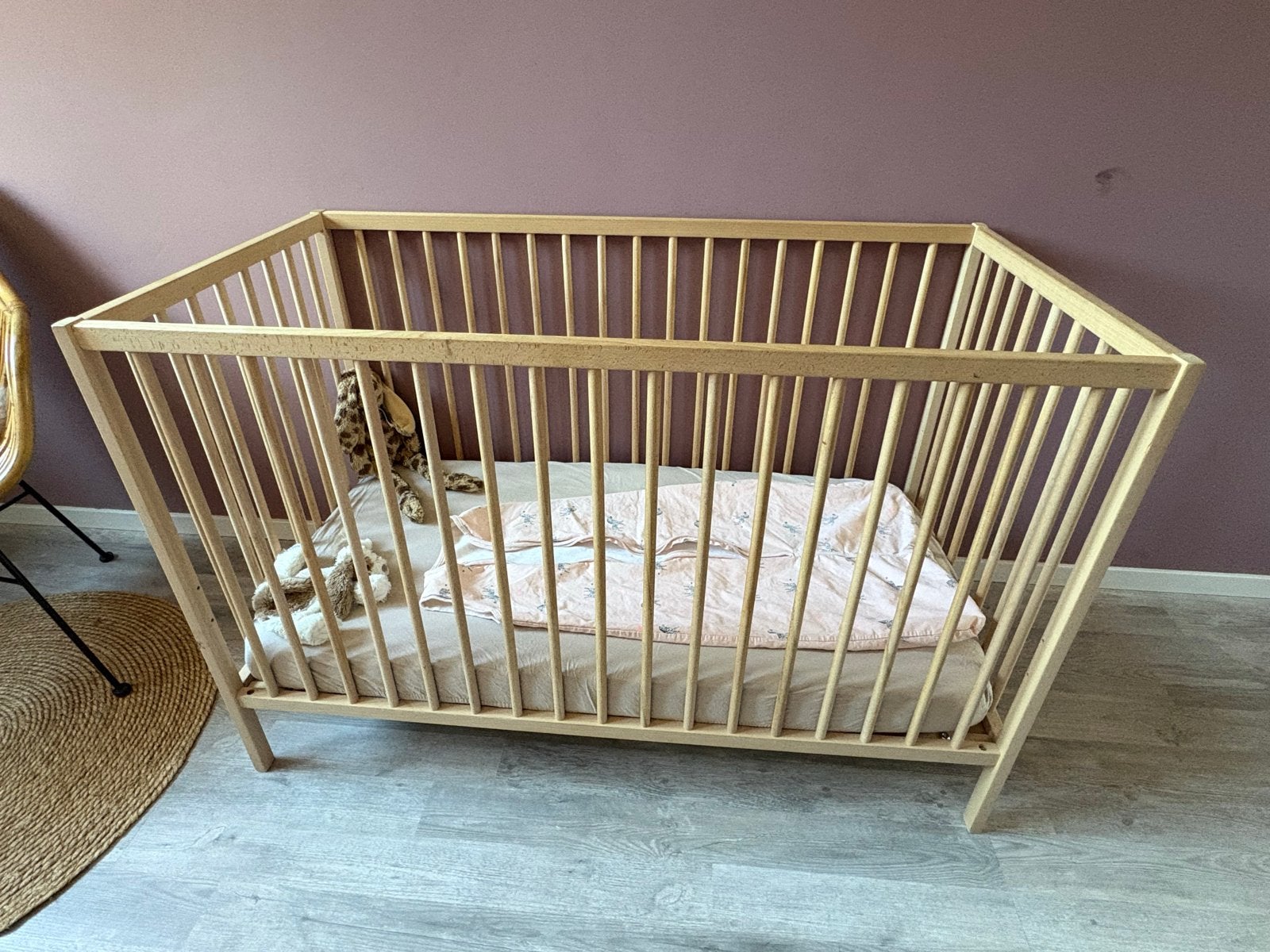 Puck babybedje 60x120 cm - Houten ledikant, Huis en Inrichting, Ophalen, Gebruikt, Beige, 190 cm of minder