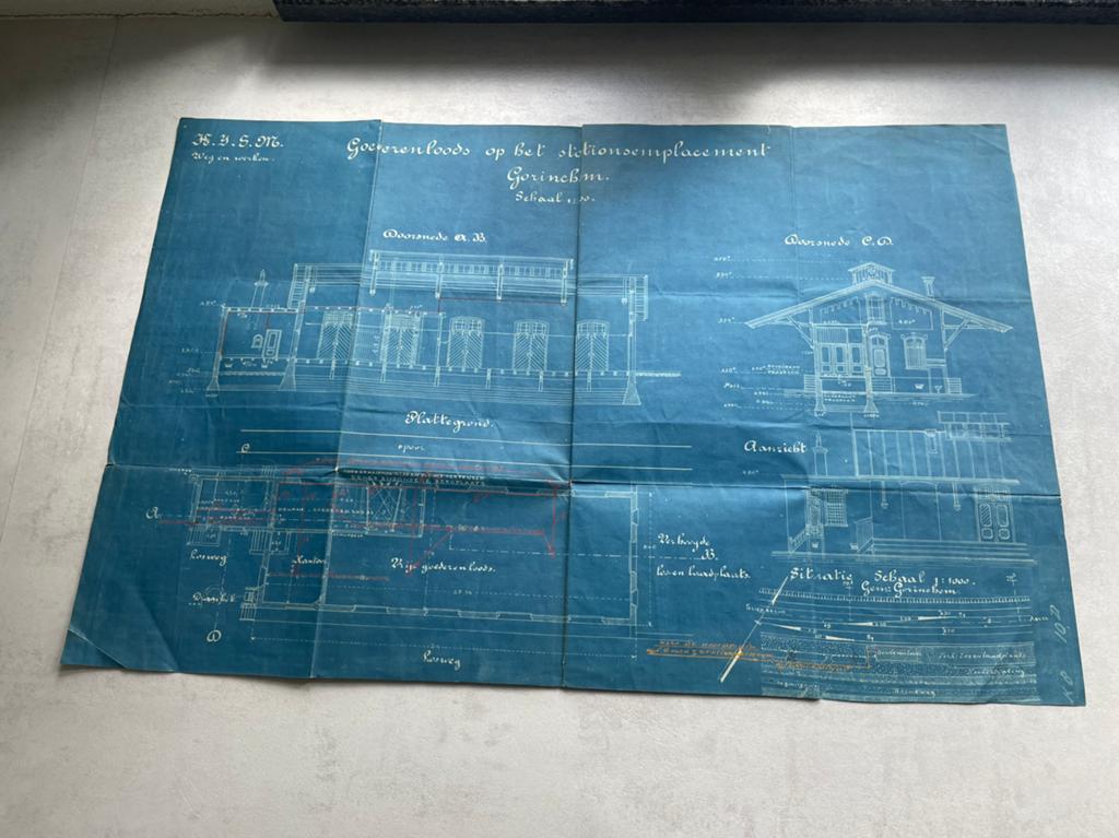 HIJSM tekening Gorinchem goederenloods, Ophalen of Verzenden, Gebruikt, Trein, Overige typen