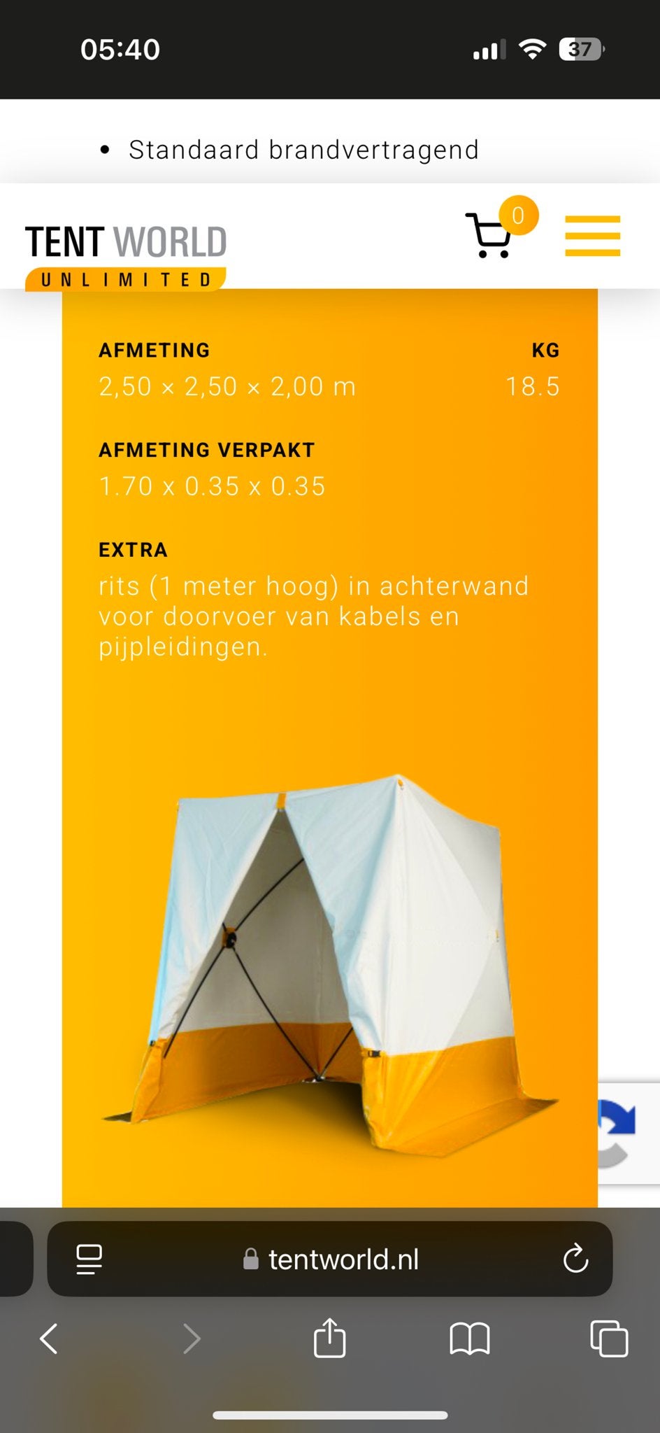 Karsten Tent 250.5S - 2.5x2.5x2m, Caravans en Kamperen, Ophalen, Nieuw, Tot en met 2