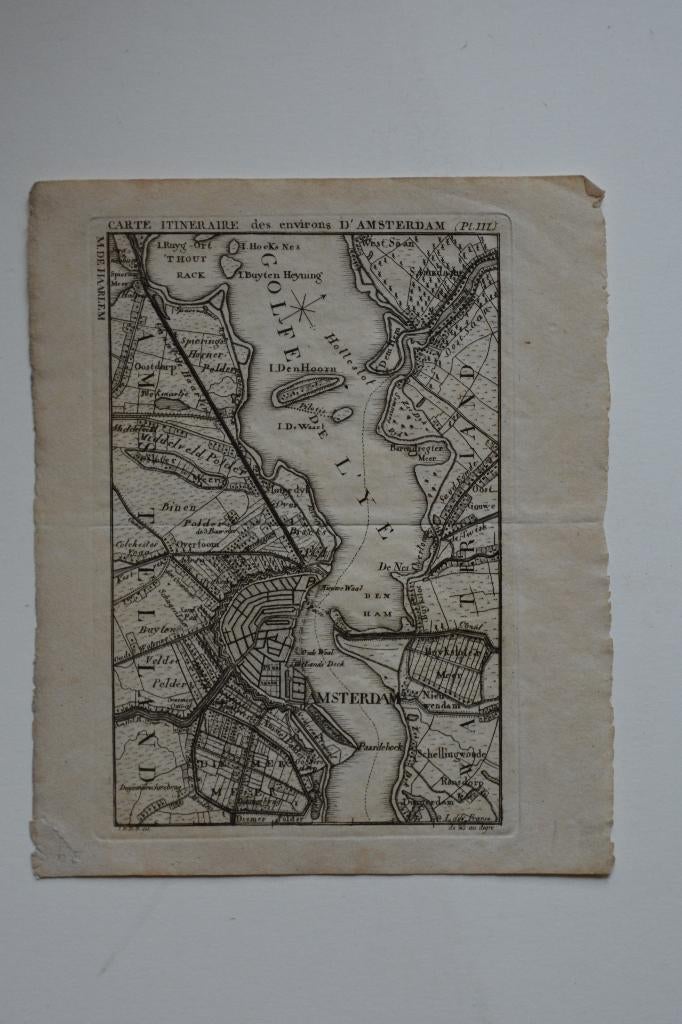 AMSTERDAM PLATTEGROND Gravure 1807 MAASKAMP L.A.C.Hesse GL9, Antiek en Kunst, 1800 - 1899, Verzenden, Cartografie, 16 cm