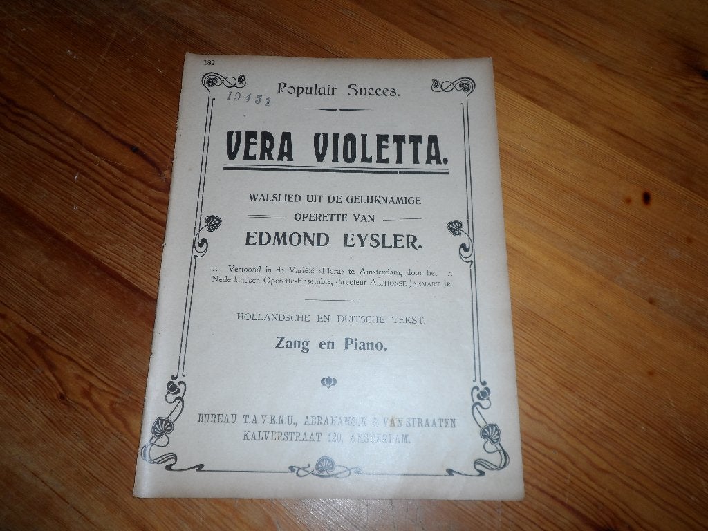 Vera violetta - kussen ist keine sund - edm. Eysler, Zang, Gebruikt, Ophalen of Verzenden, Artiest of Componist