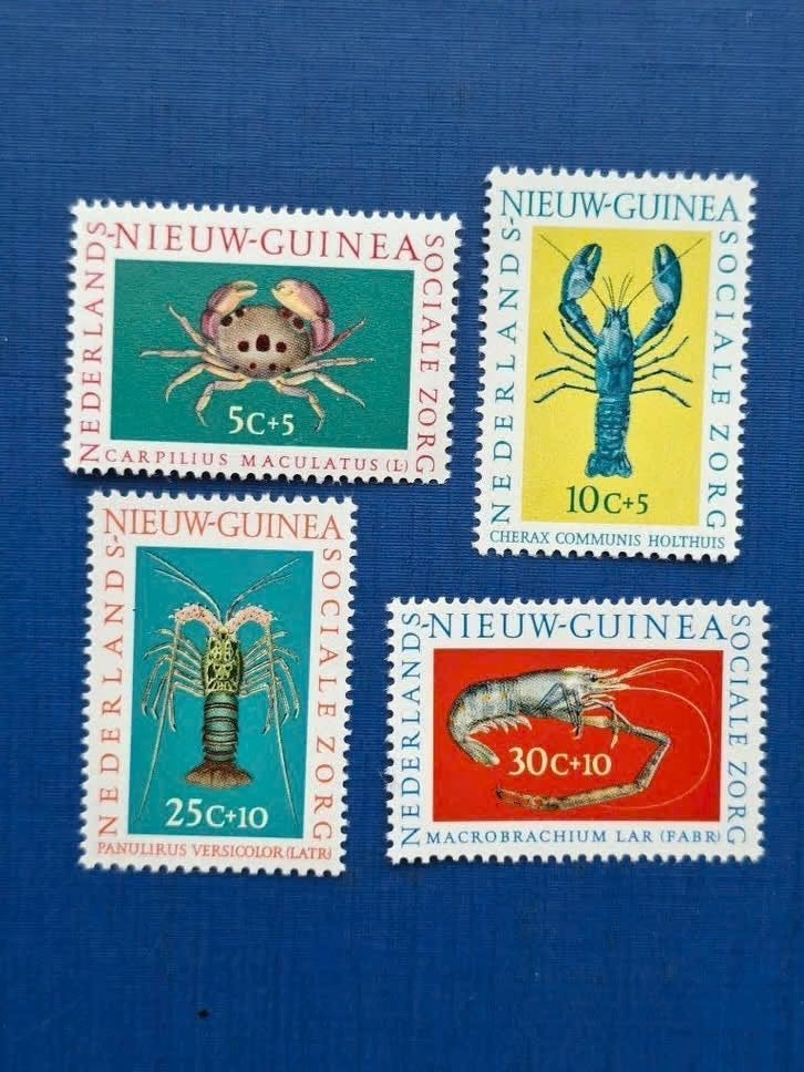 Postzegel NL Nieuw Guinea 1962 PF Social Care Krabben 31-07, Ophalen of Verzenden, Postfris, Nieuw-Guinea