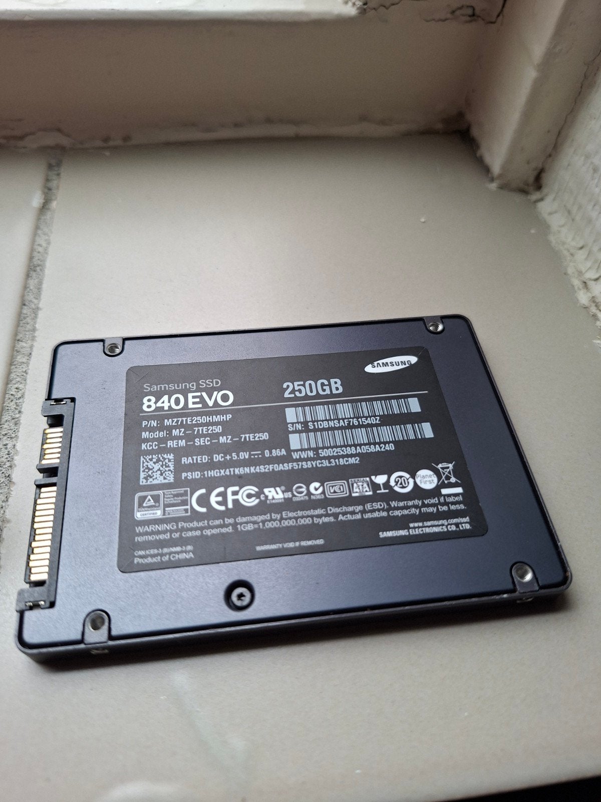 Samsung 480EVO 250gb ssd schijf, Ophalen of Verzenden, Zo goed als nieuw, SSD