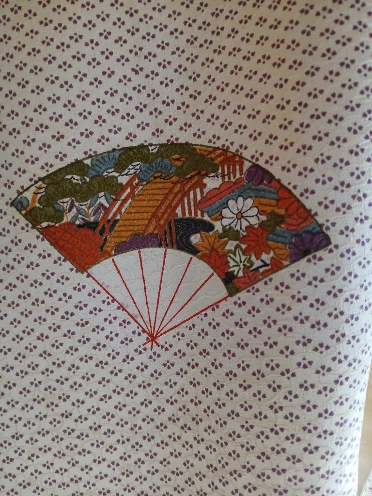Traditionele Japanse Kimono white ougi, Ophalen of Verzenden