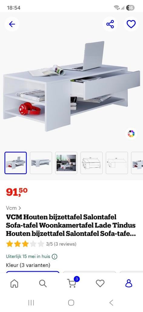 Moderne Witte Salontafel met Opbergruimte, Ophalen of Verzenden, Zo goed als nieuw