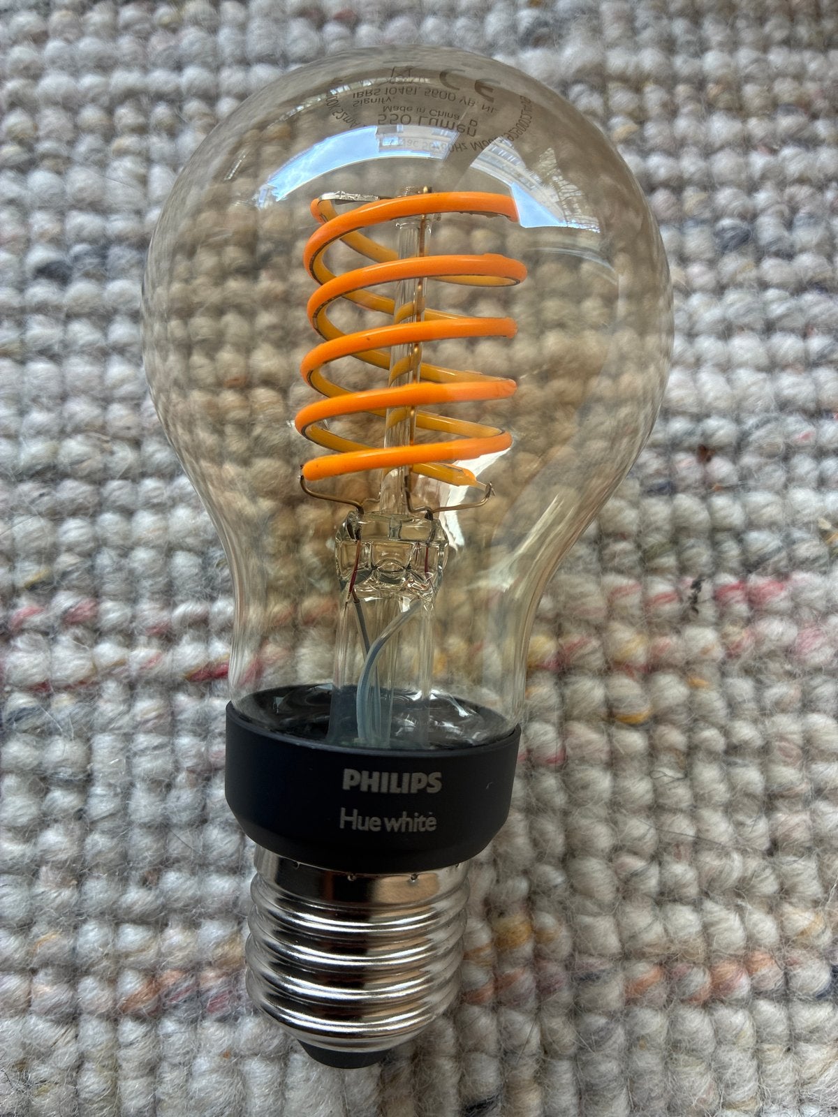 Philips Hue White E27 LED Filament Lamp, Wit, Glas, Dimbaar, Modern