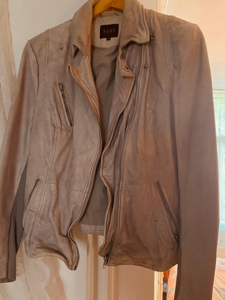 Leren jack, Kleding | Dames, Jasjes, Kostuums en Pakken, Ophalen of Verzenden, Zo goed als nieuw, Maat 36 (S), Blauw