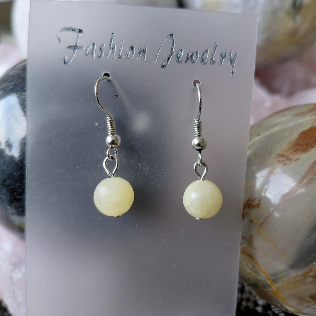 Gele calciet oorbellen, Overige materialen, Hangers, Geel, Onbekend