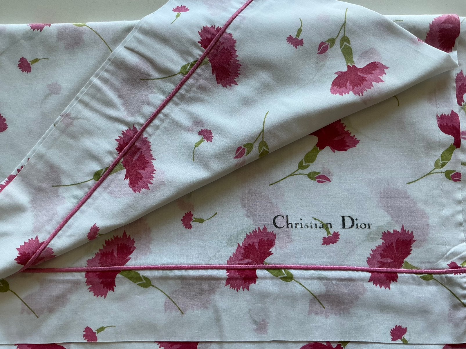 Vintage laken Dior Wamsutta design anjer, Ophalen of Verzenden, Gebruikt, Eenpersoons