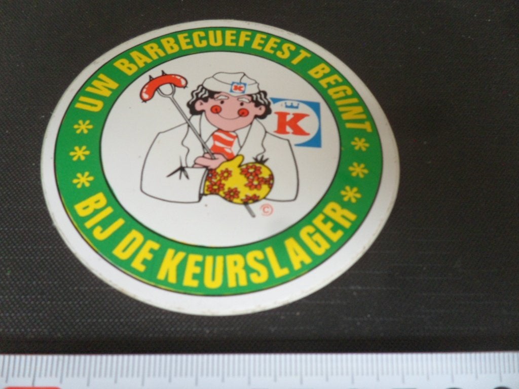 sticker uw barbecuefeest begint bij de KEURSLAGER *, Ophalen of Verzenden, Zo goed als nieuw