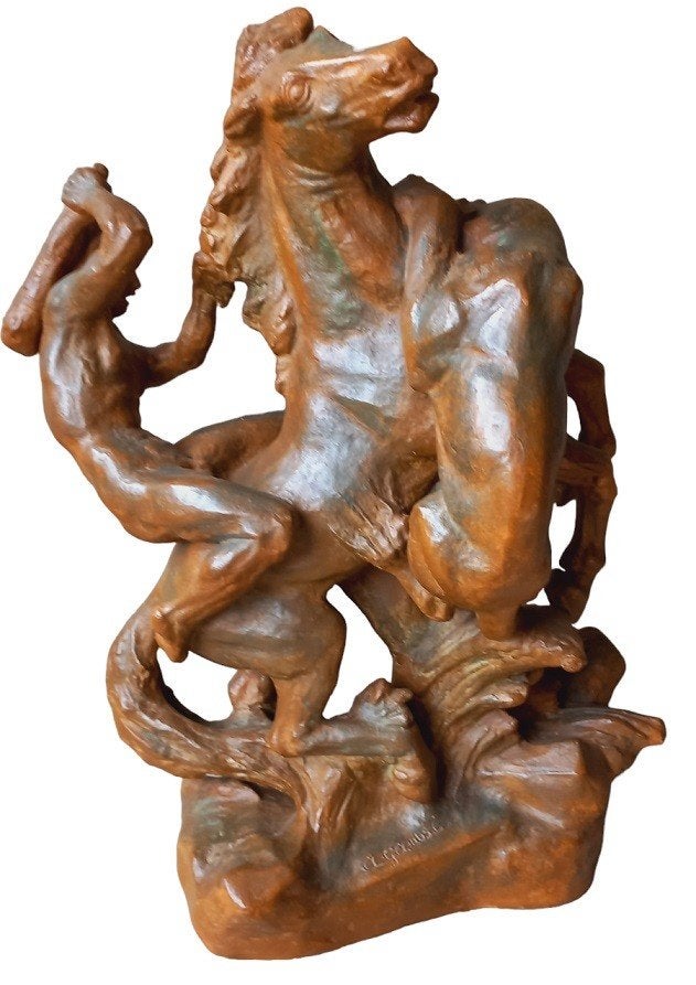 Josef Arnost Gause 1910-1988 terracotta, Antiek en Kunst, Kunst | Beelden en Houtsnijwerken, Ophalen, Natuurlijk materiaal, Beeld