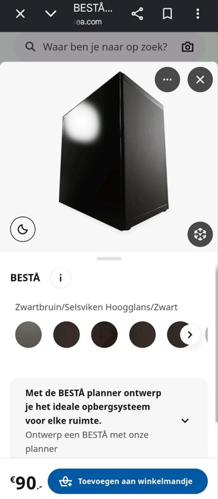 2x IKEA BESTÅ kast hoogglans zwarte Selsviken deuren, Ophalen, Zo goed als nieuw