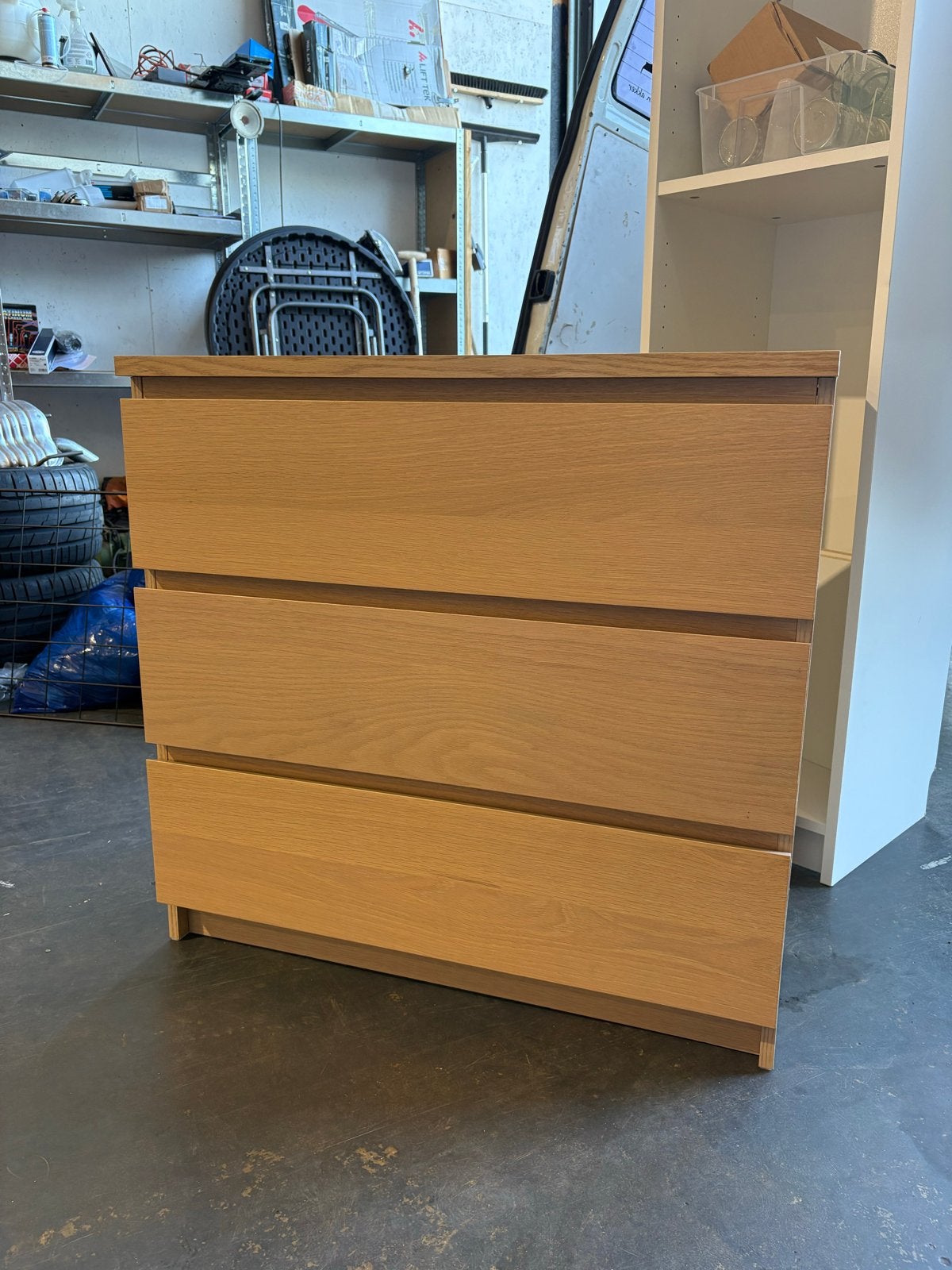 IKEA MALM ladekast met 3 lades - Eikenfineer, Ophalen, Gebruikt, 50 tot 100 cm, 3 of 4 laden