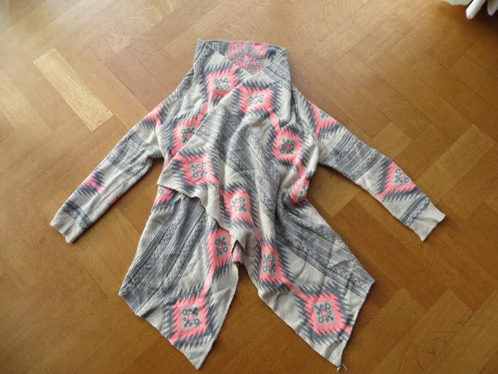 Bohemian Boho Vest Roze Grijs met sjaalkraag 35% Lama Wol M, Kleding | Dames, Truien en Vesten, Ophalen of Verzenden, Zo goed als nieuw