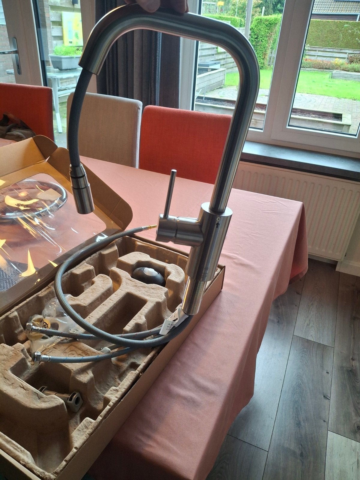 Keukenmengkraan met uittrekbare uitloop, Ophalen, Nieuw, Rvs, Kraan