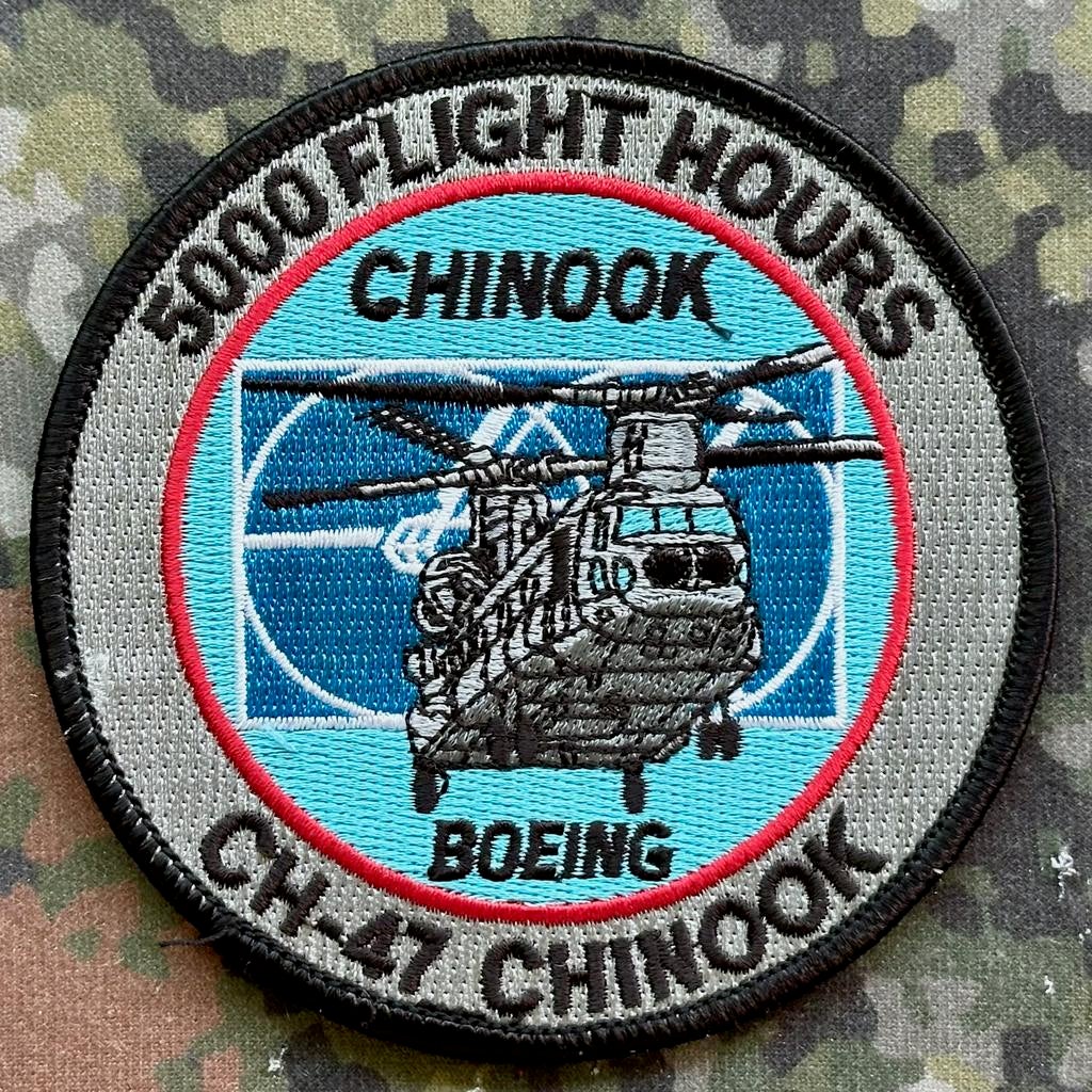 Patch RNLAF 298 SQN 5000 Flight Hours CH-47 Chinook, Ophalen of Verzenden, Luchtmacht, Nederland, Embleem of Badge