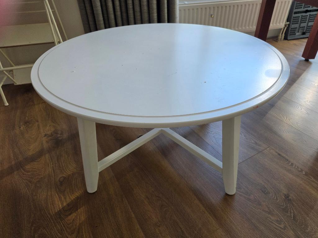 Gratis IKEA KRAGSTA salontafel wit, Ophalen, Gebruikt, 100 tot 150 cm, Rond
