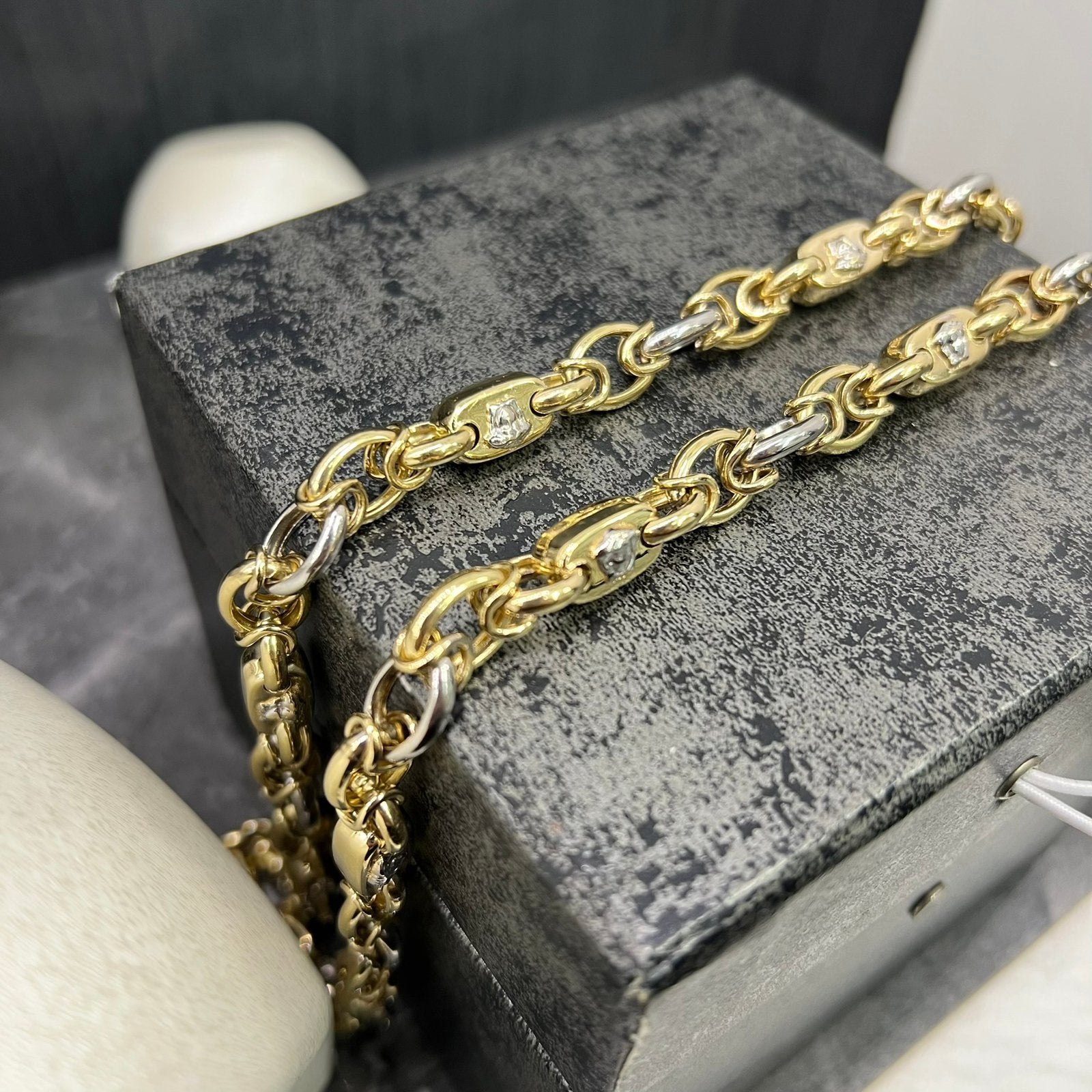 14 karaats gouden ketting versace schakel nieuw, Ophalen of Verzenden, Nieuw, Goud