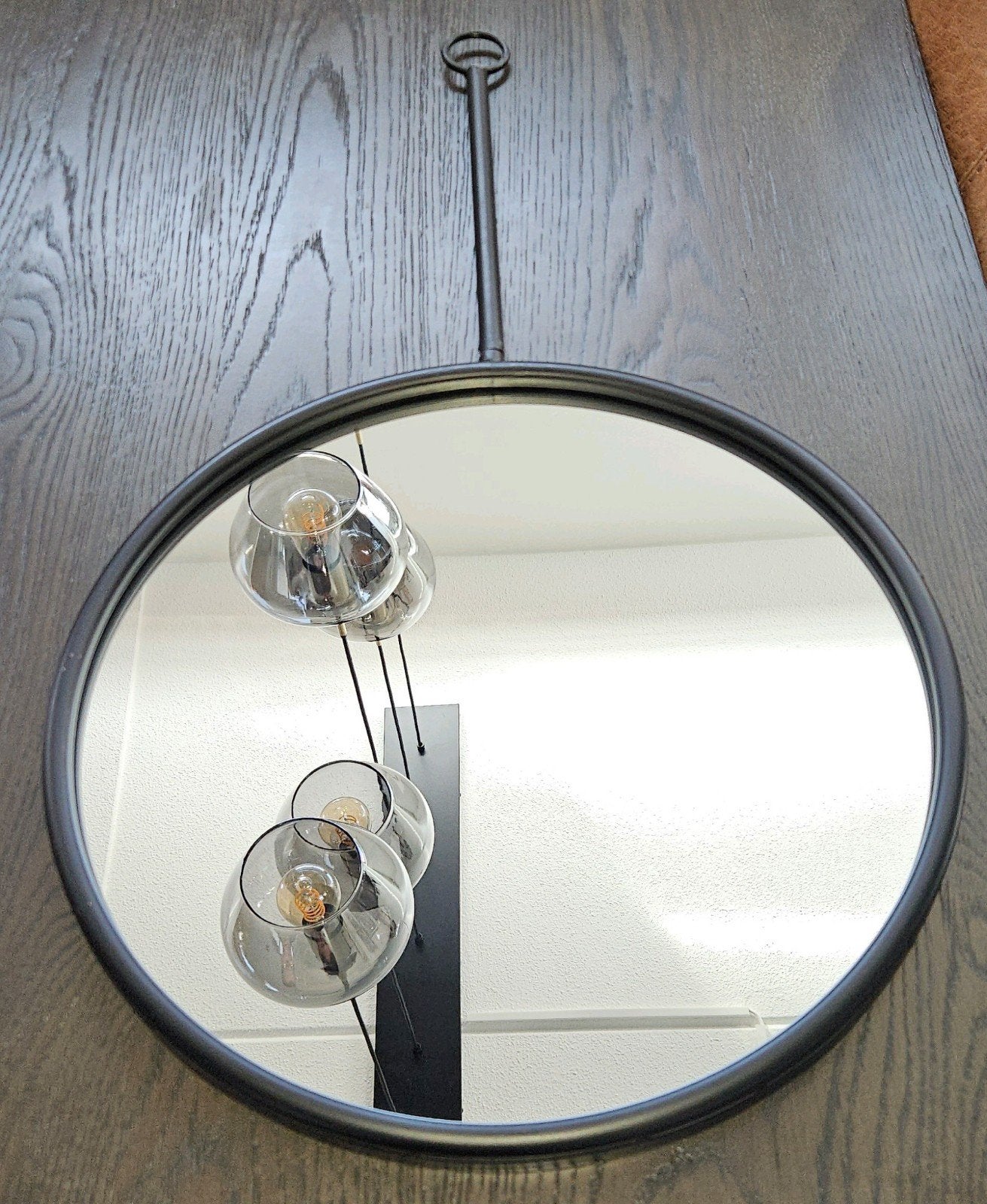 Ronde spiegel met decoratieve steel, Ophalen, Minder dan 50 cm, Rond, Zo goed als nieuw