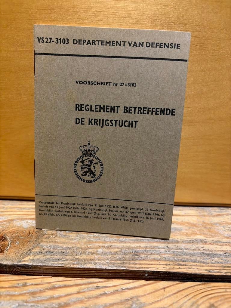 Reglement Betreffende De Krijgstucht - Departement Defensie, Ophalen of Verzenden, Overige soorten, Nederland, Boek of Tijdschrift