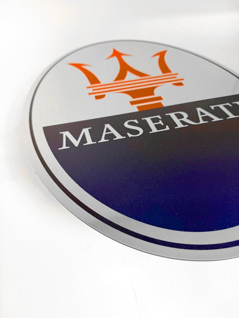 Reclamebord Maserati logo kleur,aluminium, 40x57 cm, Ophalen of Verzenden, Nieuw, Auto's