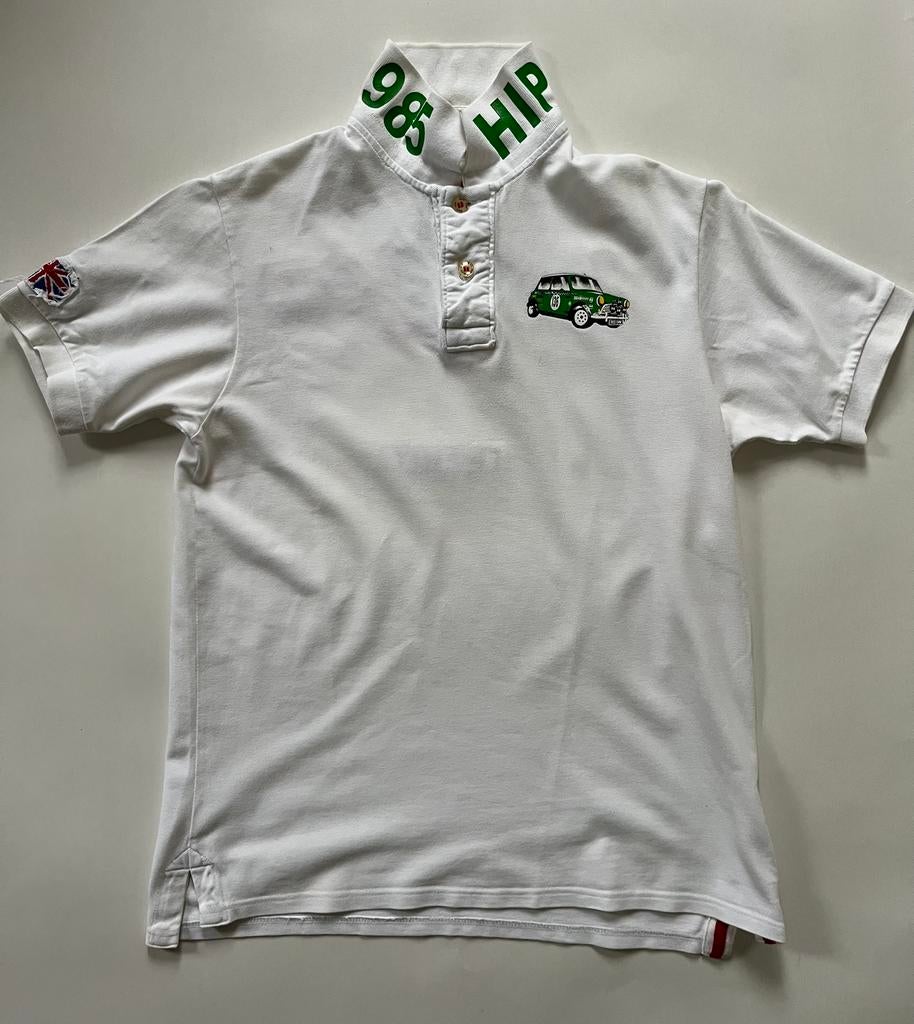 Hip Way Outfitters wiite heren polo met Mini Cooper, L, Ophalen of Verzenden, Gedragen, Maat 52/54 (L), Wit