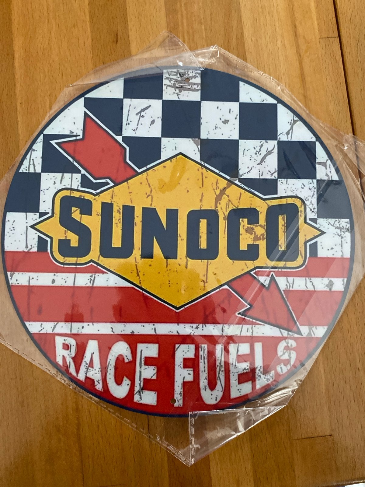 Sunoco Race Fuels reclame blik - ca. 20 cm diameter, Ophalen of Verzenden, Nieuw, Overige, Overige merken