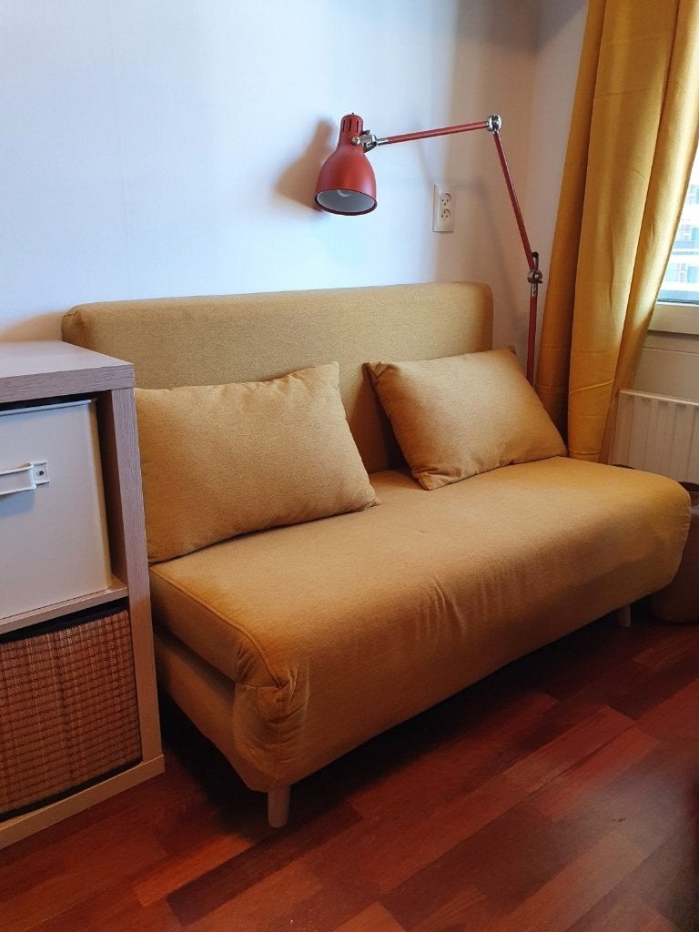 Te koop: Slaapbank, Ophalen, Geel, Zo goed als nieuw, Twijfelaar